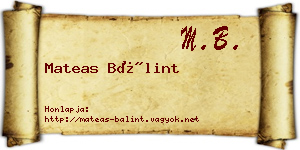 Mateas Bálint névjegykártya